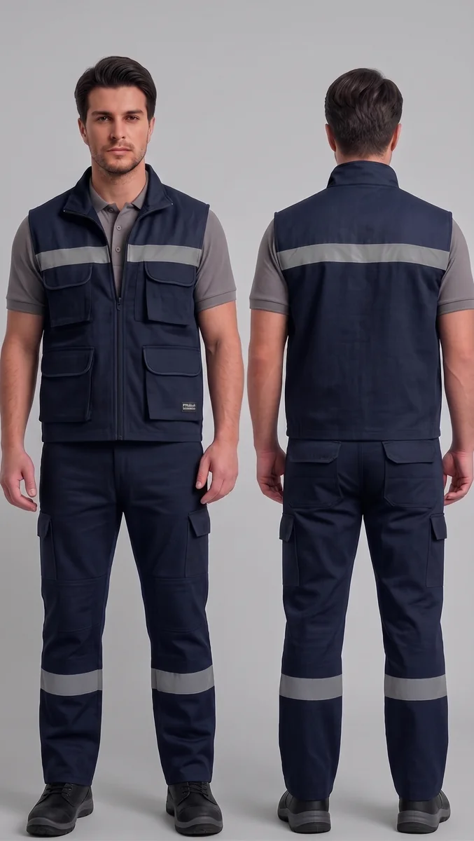 Lacivert İş Takımı — İlketeks Denizli üretimi, logo baskı ve nakışa hazır